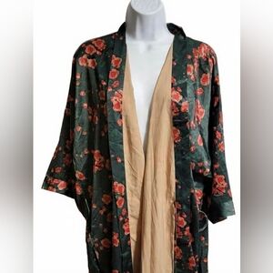 NWT Babeyond Cherry Blossom Kimono Satin Robe Fairy Goblin Cozy Sexy Romantic XL